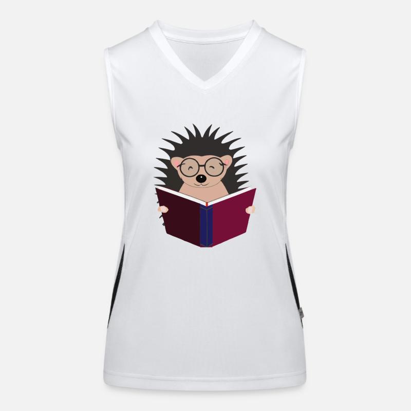 Igel liest Buch Illustration Geschenk Funktionelles Kontrast-Tank Top für Frauen