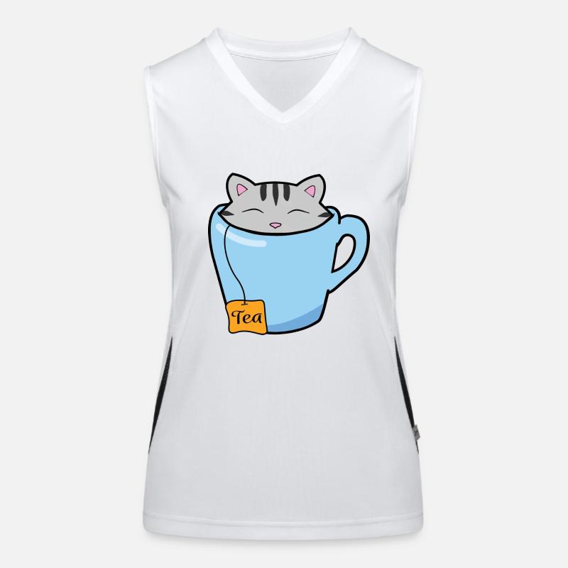 Teetasse Katze Funktionelles Kontrast-Tank Top für Frauen