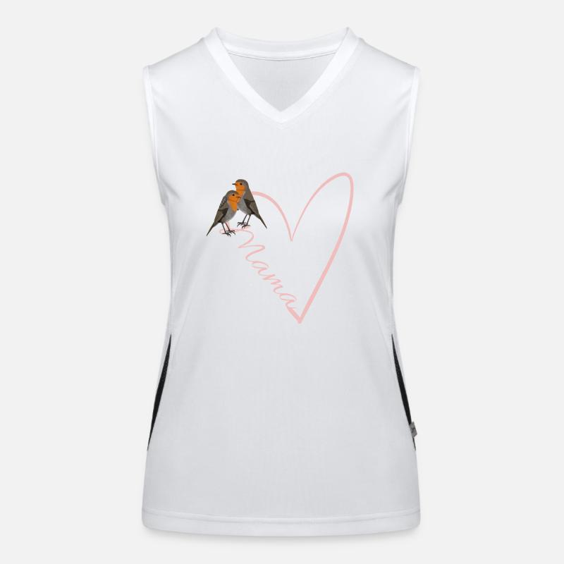 Mama Rotkehlchen mit Herz Geschenk Muttertag Funktionelles Kontrast-Tank Top für Frauen