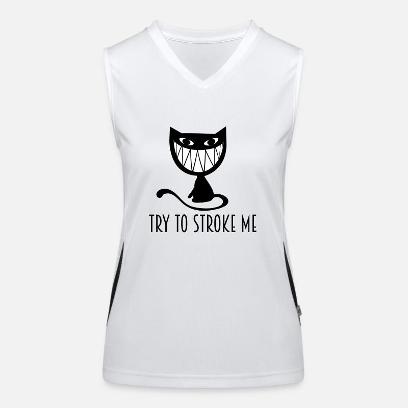 try to stroke me cat Women's Functional Contrast Tank Top