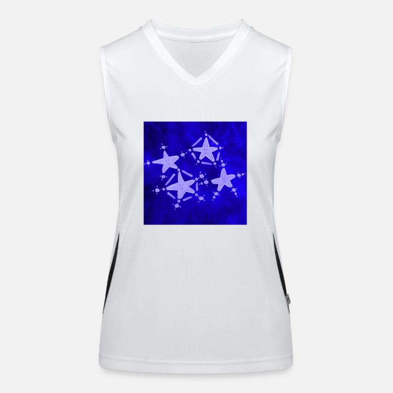 4 BLAUE STERNE Funktionelles Kontrast-Tank Top für Frauen