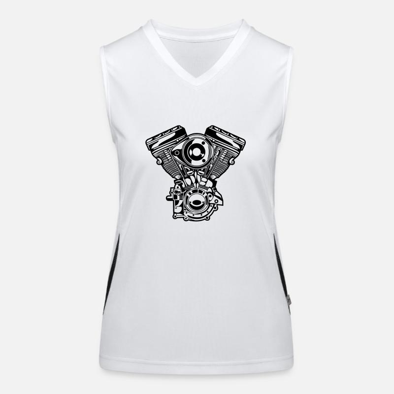 Motorrad Motor / Engine 01_schwarz Funktionelles Kontrast-Tank Top für Frauen