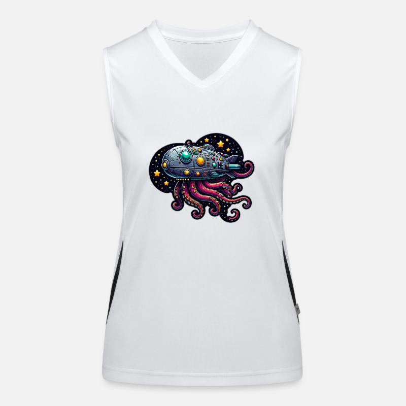 Fancy Octopus Spaceship Women's Functional Contrast Tank Top