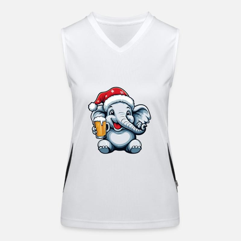 Elefant Bier Xmas Weihnachten Funktionelles Kontrast-Tank Top für Frauen