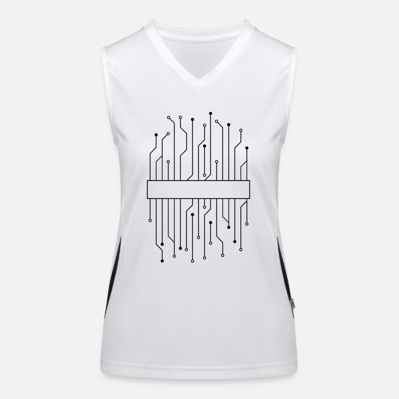 shield frame text circuit wire data microch Women's Functional Contrast Tank Top