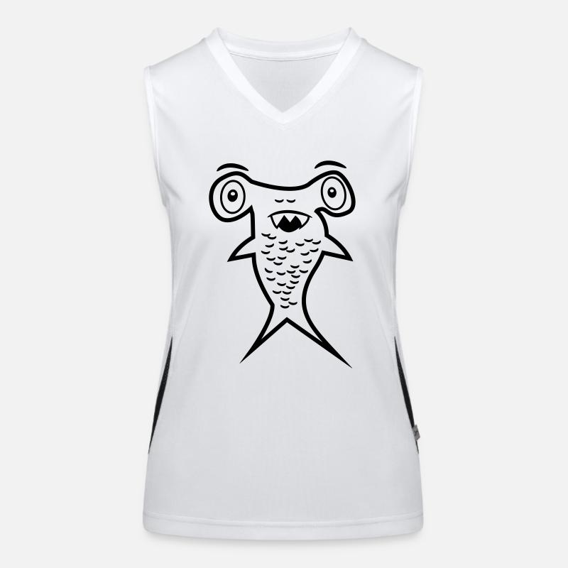 Hammerhead shark - shark fin Women's Functional Contrast Tank Top