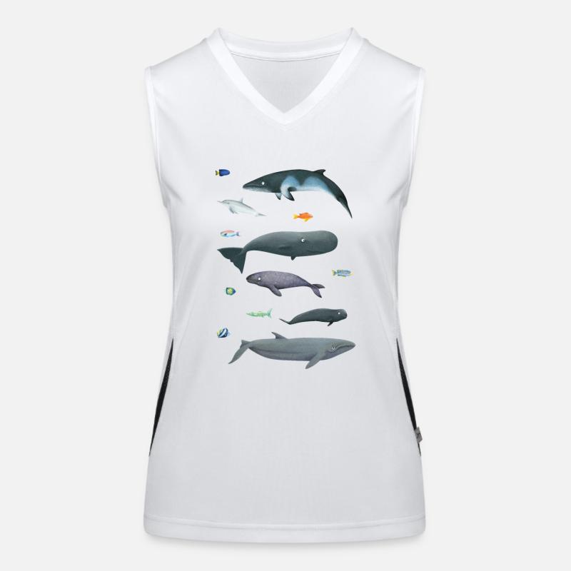 Patterns with whales and fish / underwater world Women's Functional Contrast Tank Top