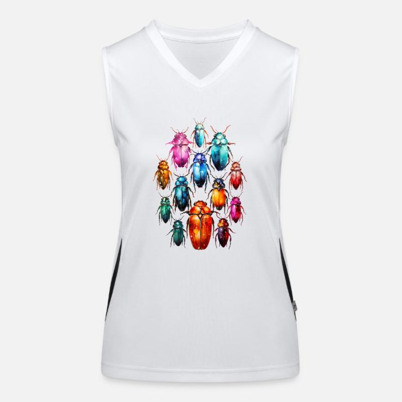 Coole Wasserfarben Boho Kaefer Insekten Funktionelles Kontrast-Tank Top für Frauen