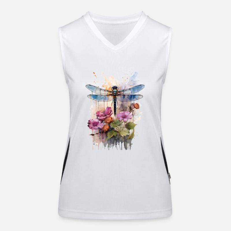 Libelle als Aquarell Kunstwerk Funktionelles Kontrast-Tank Top für Frauen