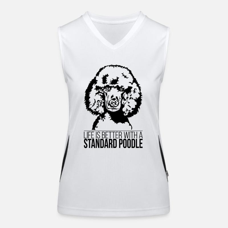 Standard Poodle Pudel life is better Hund Wilsigns Funktionelles Kontrast-Tank Top für Frauen