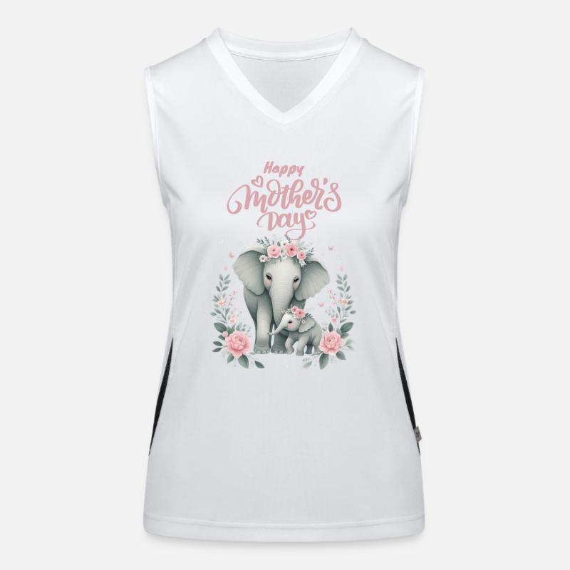 Amour de la mère éléphant & veau Couronne florale Débardeur respirant contrasté Femme