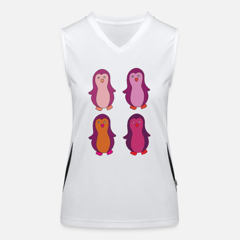 pinguin 4fach bunt Funktionelles Kontrast-Tank Top für Frauen