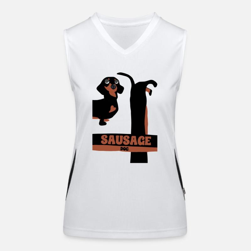 Mega Wurst Hund Funktionelles Kontrast-Tank Top für Frauen
