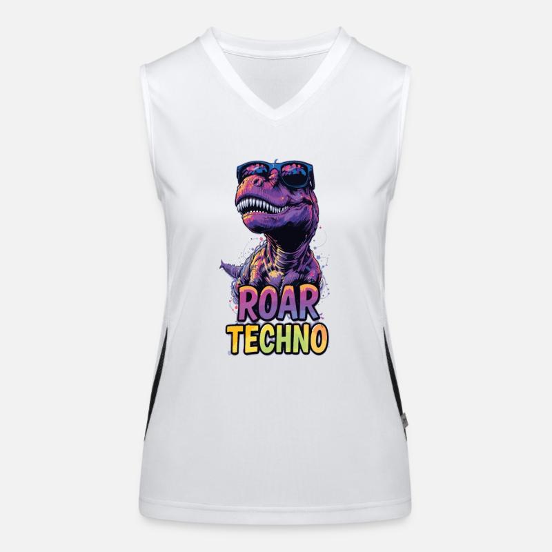 T-Rex - Roar TECHNO Funktionelles Kontrast-Tank Top für Frauen