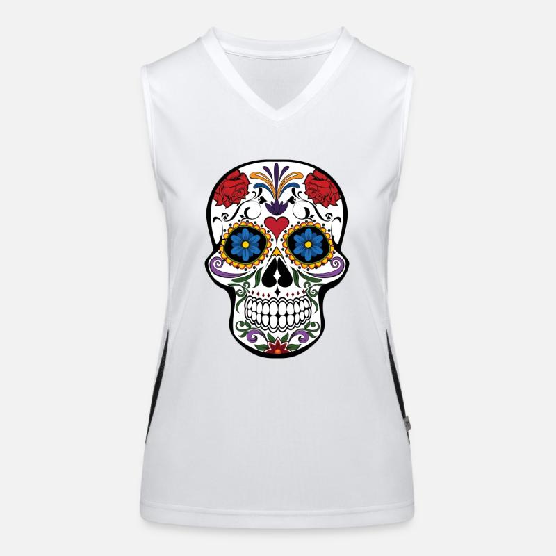 Bunter Totenkopf Funktionelles Kontrast-Tank Top für Frauen