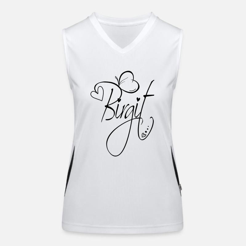 Birgit Name Vorname Mädchen Kalligrafie Dekor Funktionelles Kontrast-Tank Top für Frauen