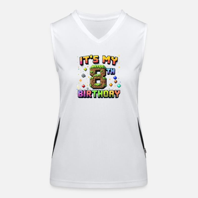 8. Geburtstag Kinder Pixel Funktionelles Kontrast-Tank Top für Frauen