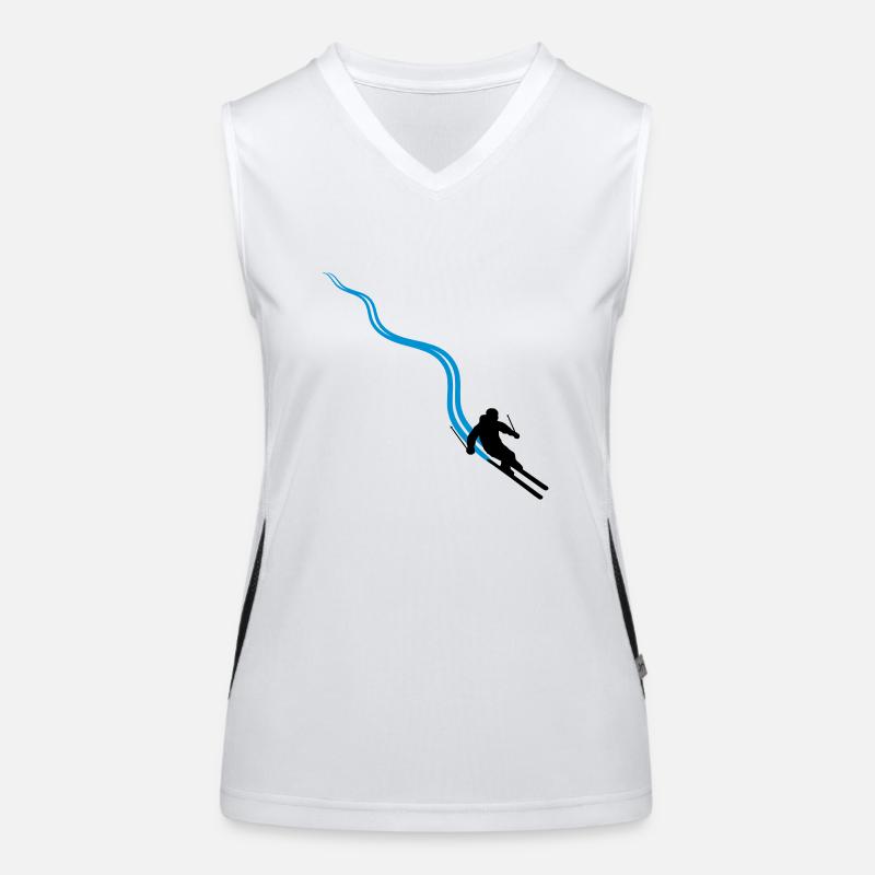line path strokes tracks ski driving down mountain w Women's Functional Contrast Tank Top