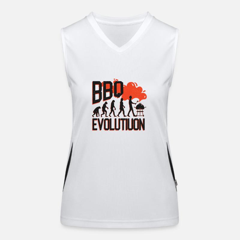 BBQ Evolution, Barbecue, Barbecue, Barbecue, Party Shirt Women's Functional Contrast Tank Top