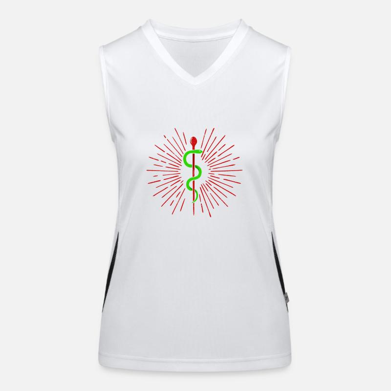 Symbol Asklepiosstab Doktor Geschenkidee Funktionelles Kontrast-Tank Top für Frauen