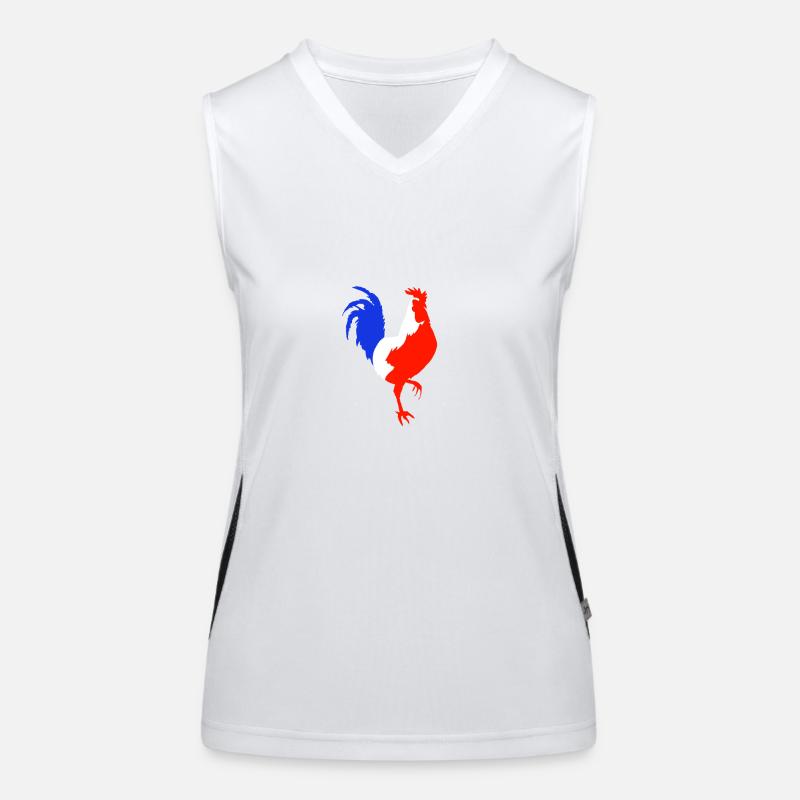 rooster blue white red Women's Functional Contrast Tank Top