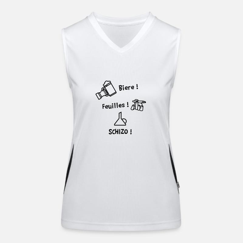 BIÈRE, FEUILLES, SCHIZO !(chifoumi,pierre,ciseaux) Débardeur respirant contrasté Femme