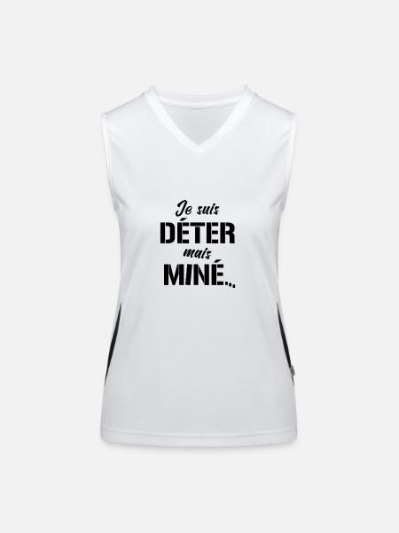JE SUIS DÉTER, MAIS MINÉ (motivation) - Débardeur respirant contrasté Femme - blanc/noir - Devant