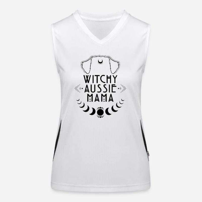 Witchy Aussie Mama Hunde Hexe Hexen Funktionelles Kontrast-Tank Top für Frauen