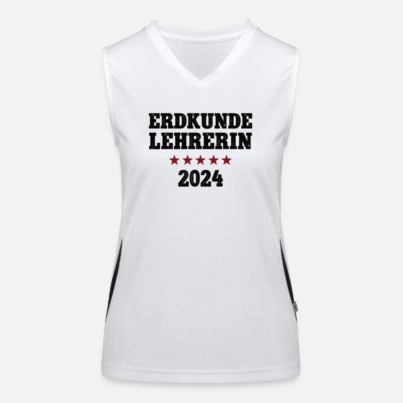 Erdkunde Lehrerin 2024 Beruf Studium Uni Lehramt Funktionelles Kontrast-Tank Top für Frauen