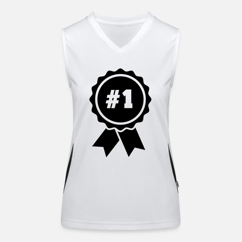 medalla - Camiseta funcional de tirantes en contraste para mujer - blanca/negro