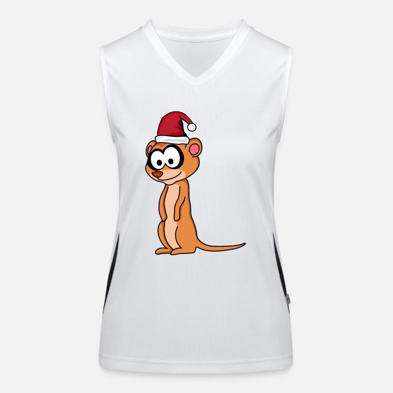 Erdmännchen Comic Weihnachten Funktionelles Kontrast-Tank Top für Frauen