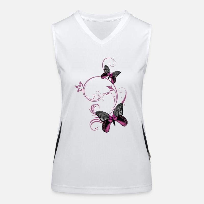 Two stylized butterflies Women's Functional Contrast Tank Top