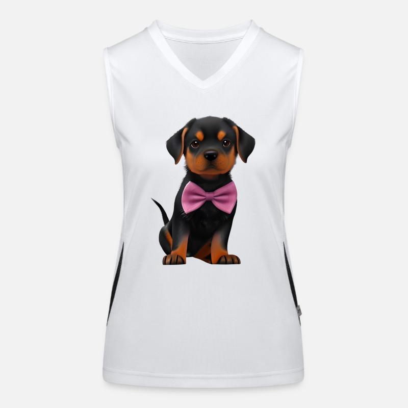 Rottweiler avec chien nœud papillon Rottweiler chiots Débardeur respirant contrasté Femme