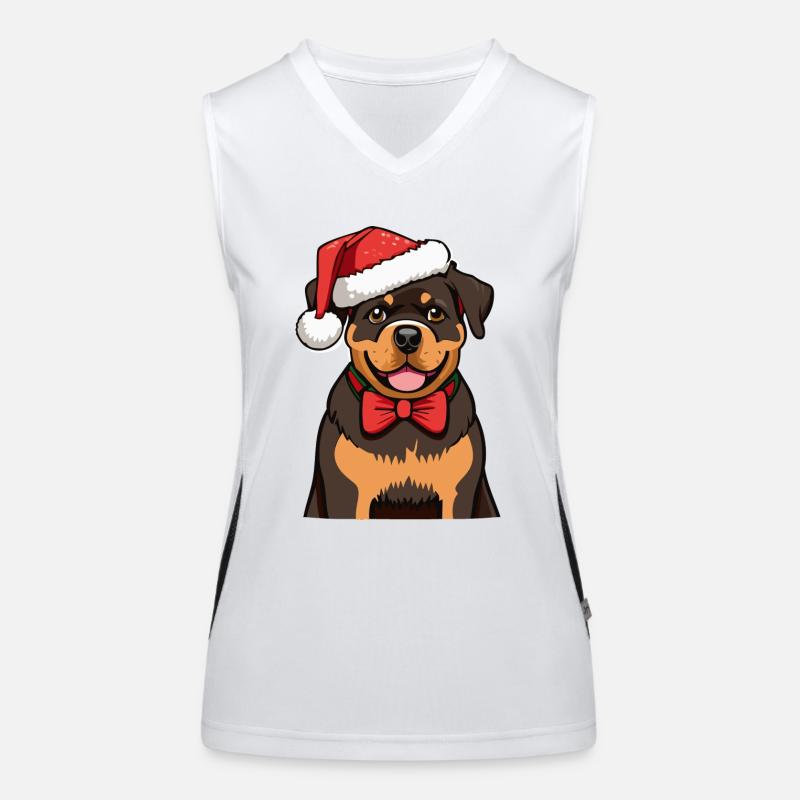 Rottweiler Weihnachten Funktionelles Kontrast-Tank Top für Frauen