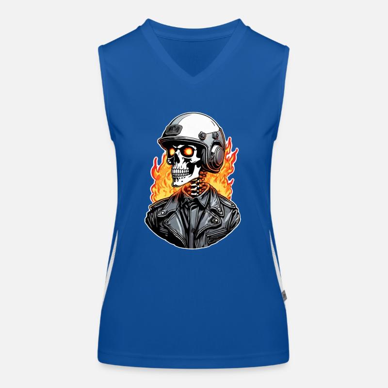 Skull - Skeleton - Skull - Motorcycle Helmet Women's Functional Contrast Tank Top