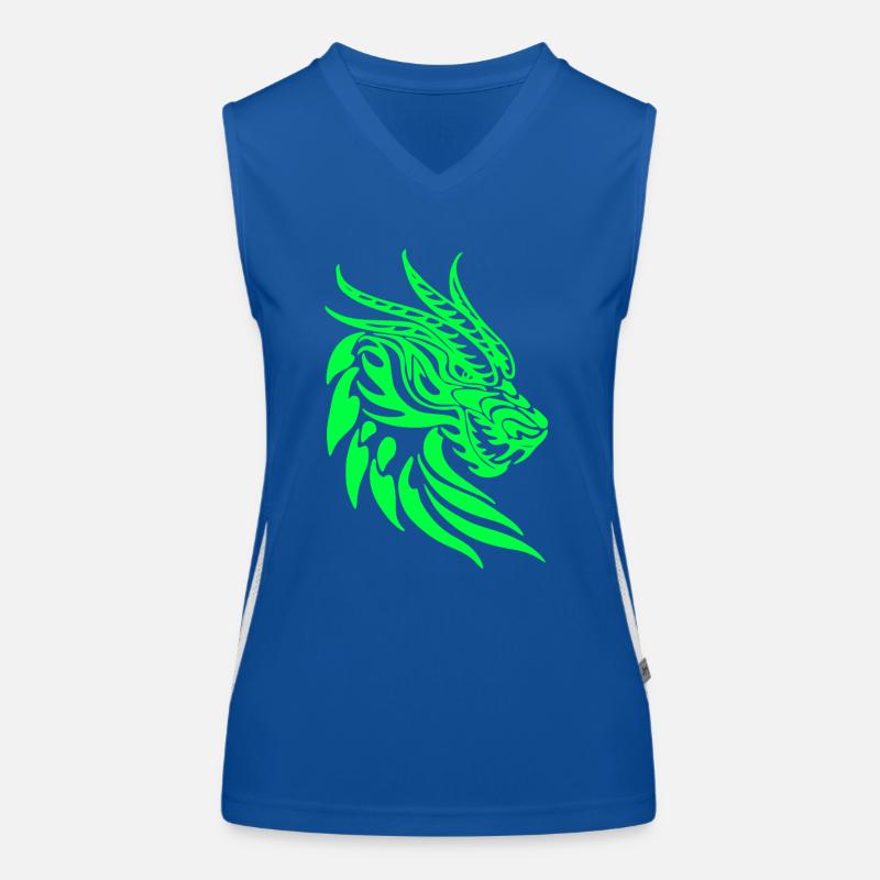 Fantasy Dragon Head Anime Tattoo Mythical Reptile Women's Functional Contrast Tank Top