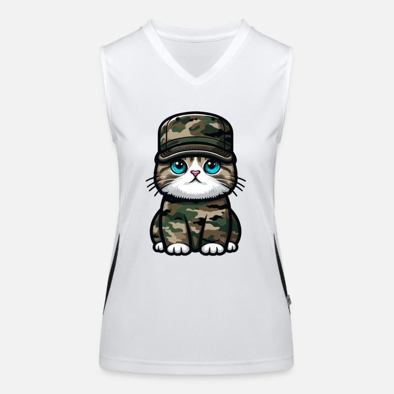 Chat en uniforme militaire Débardeur respirant contrasté Femme