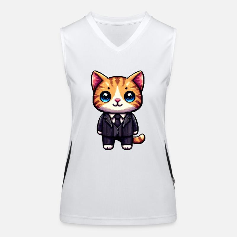 Pixel Art Cat Women's Functional Contrast Tank Top