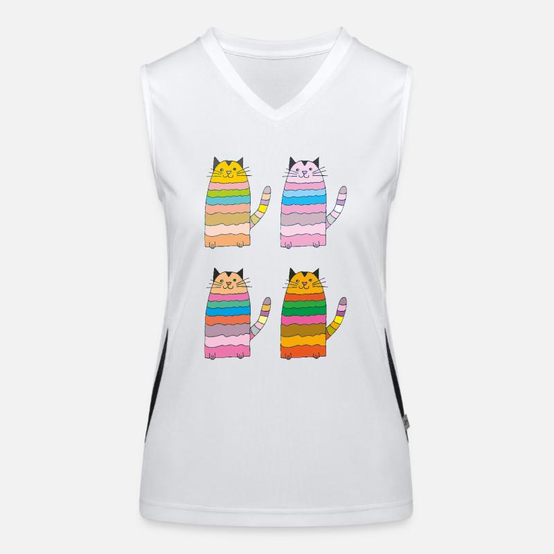 katze geringelt vierfach bunt Funktionelles Kontrast-Tank Top für Frauen