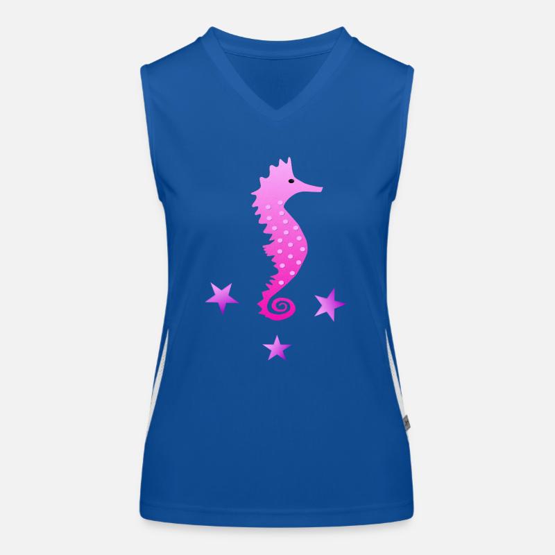 rosa Seepferdchen Wasserratte Schwimmabzeichen Funktionelles Kontrast-Tank Top für Frauen