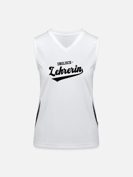 Englisch Lehrerin Schule Englischlehrerin Teacher - Funktionelles Kontrast-Tank Top für Frauen - Weiß/Schwarz - Vorne