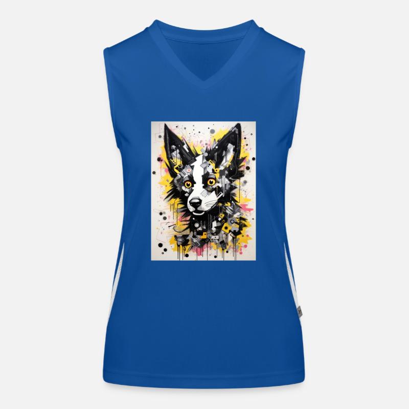 [MB] Border Collie Charm in Yellow Women's Functional Contrast Tank Top