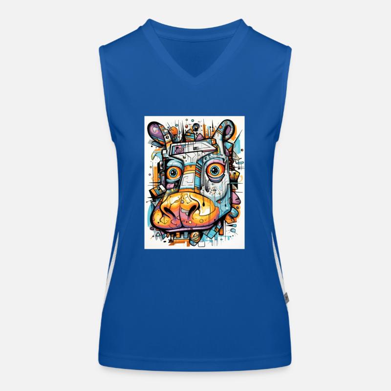 Lächelndes Nilpferd Funktionelles Kontrast-Tank Top für Frauen