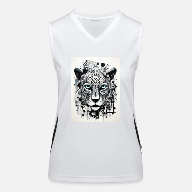 [MB] Geometrischer Tigerroboter Funktionelles Kontrast-Tank Top für Frauen