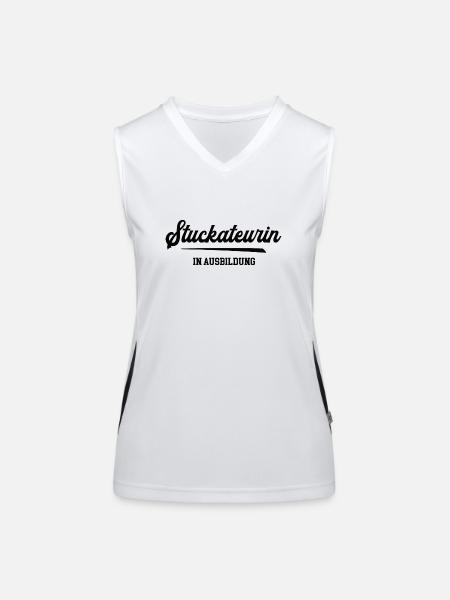 Stuckateurin in Ausbildung Stuckateurausbildung - Funktionelles Kontrast-Tank Top für Frauen - Weiß/Schwarz - Vorne