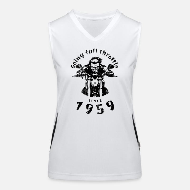 65th Birthday Going full throttle since 1959 Women's Functional Contrast Tank Top