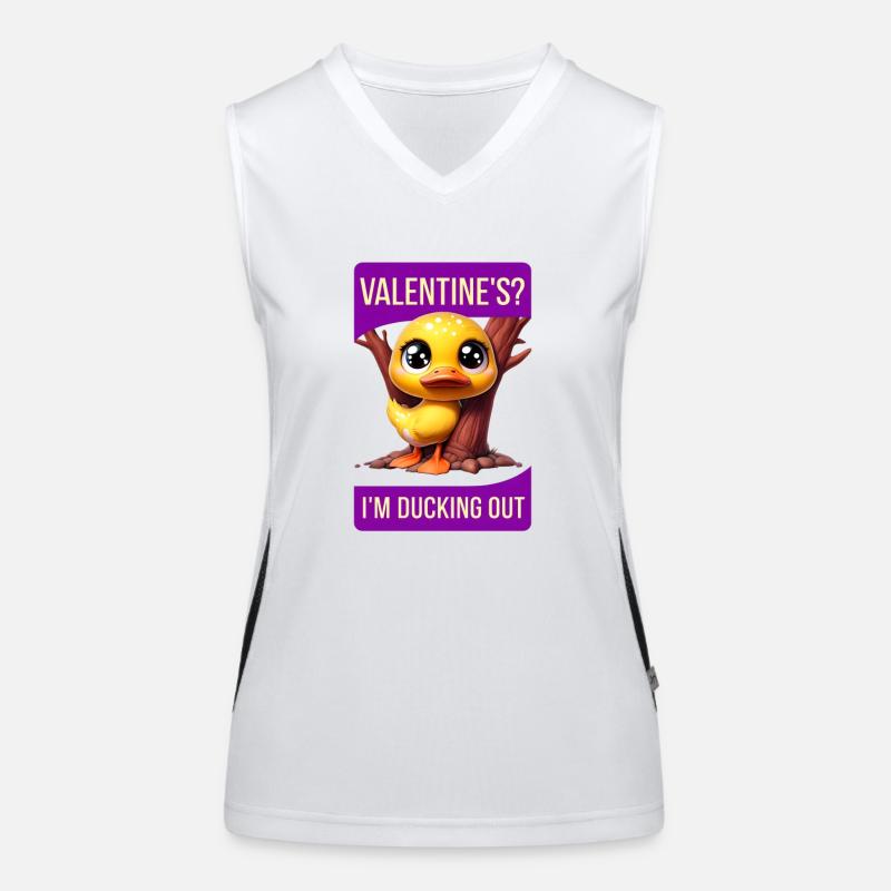 Whimsical Cartoon Duck Hiding Behind Tree valentin Women's Functional Contrast Tank Top