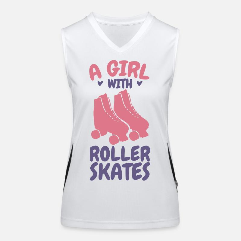 Ein Mädchen mit Rollschuhen Funktionelles Kontrast-Tank Top für Frauen