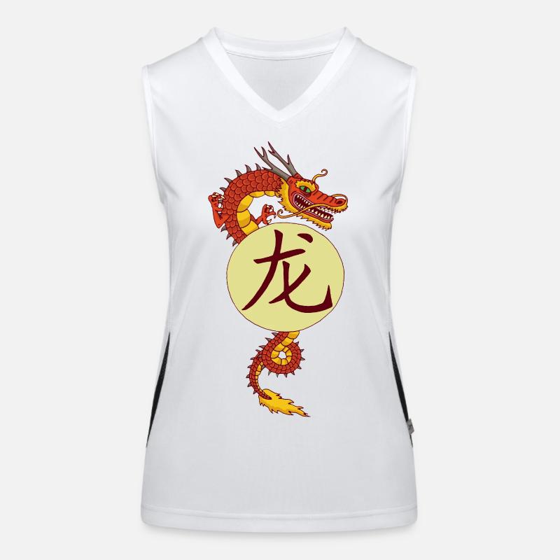 Vintage-chinesischer Drache Funktionelles Kontrast-Tank Top für Frauen