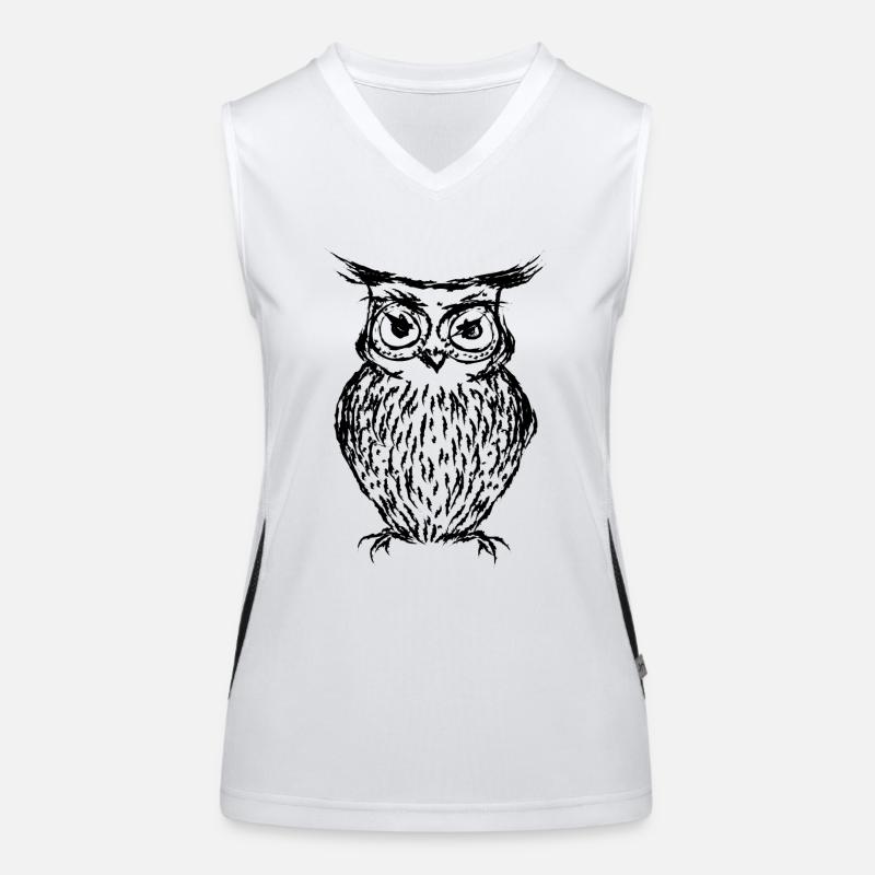 Black owl - Women's Functional Contrast Tank Top - white/black